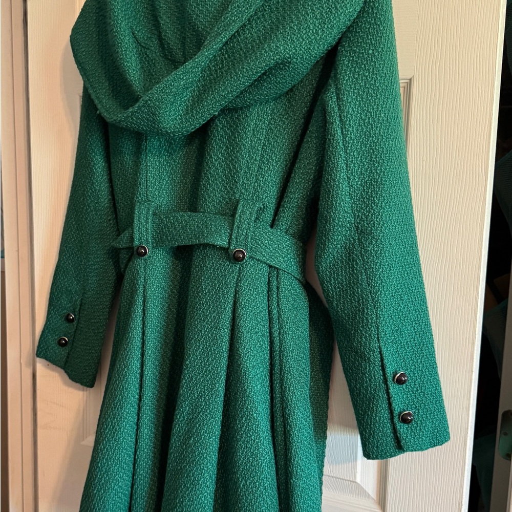 Steve Madden Dark Green Textured Wool-Blend Jacket, EUC - Picture 2 of 6
